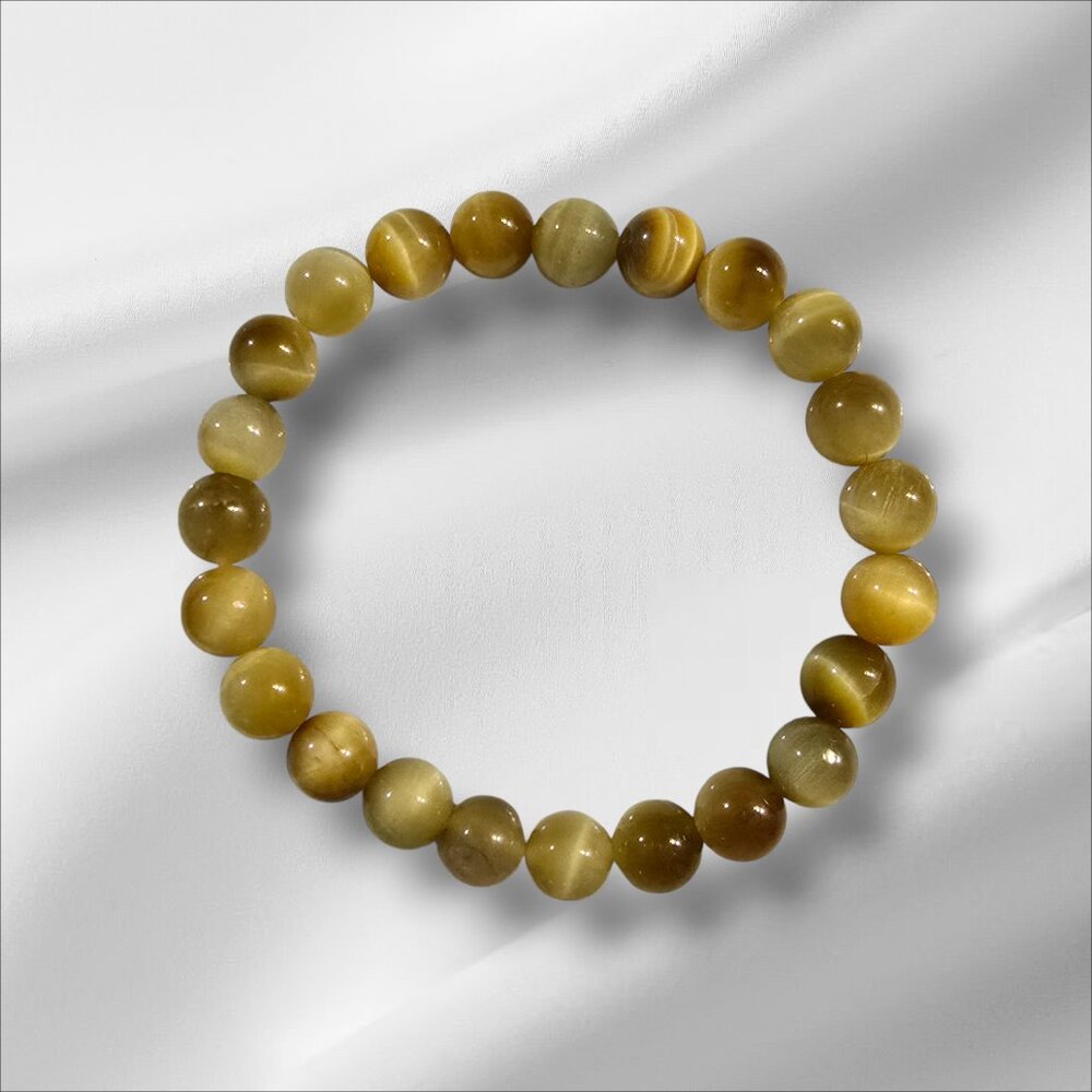 Genuine Yellow Tiger's Eye 8" Gemstone Bracelet (Unisex) [G6108-6]